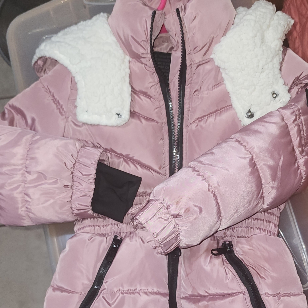 Steve Madden Pink Puffer Jacket with White Accents
